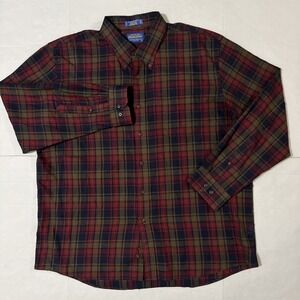 Pendleton Canterbury Cloth Plaid Flannel Shirt Merino Wool Pima Cotton Men XXL